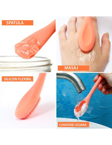 Perie faciala din silicon cu spatula