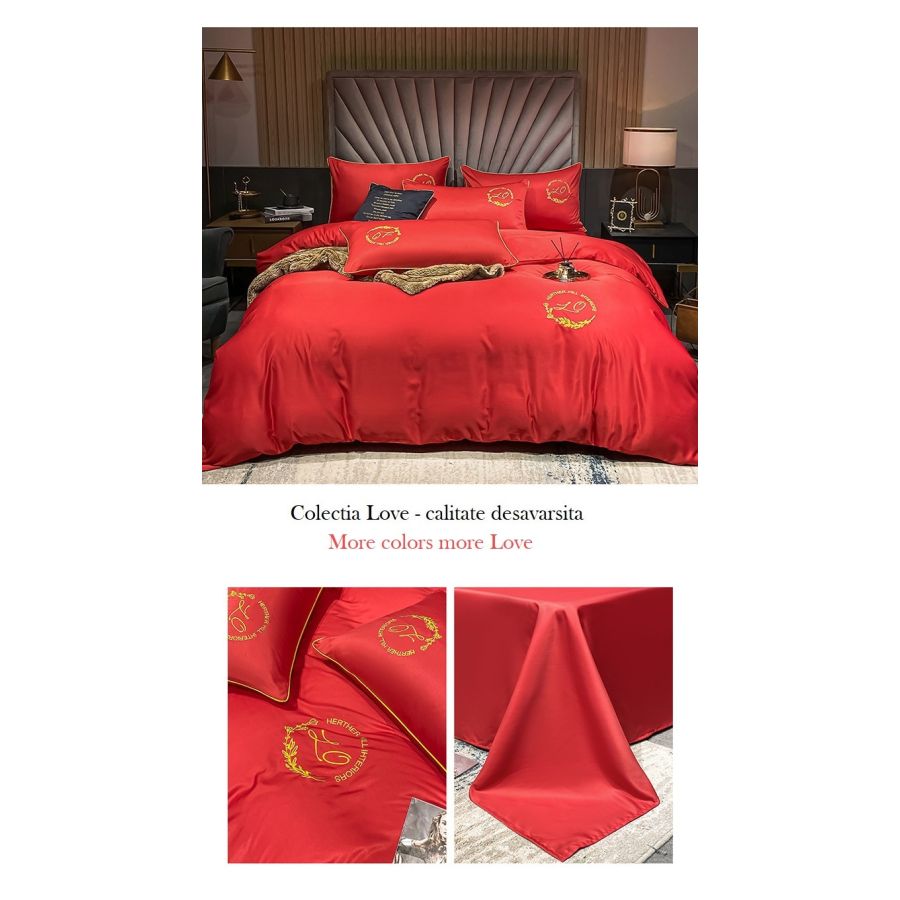 Lenjerie bumbac satinat rosu intens colectia Love Lux