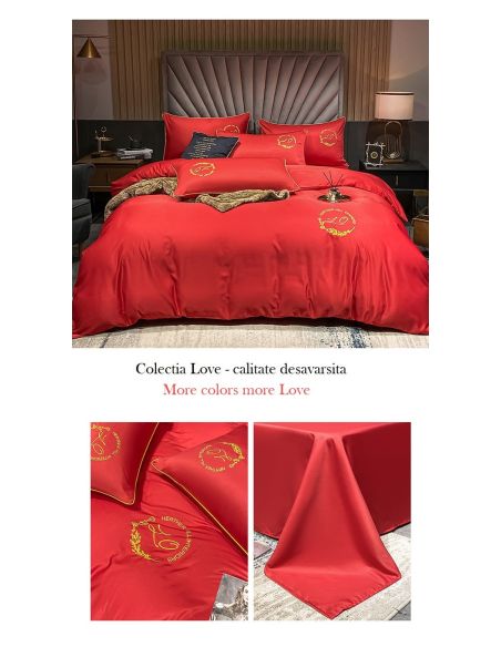Lenjerie bumbac satinat rosu intens colectia Love Lux