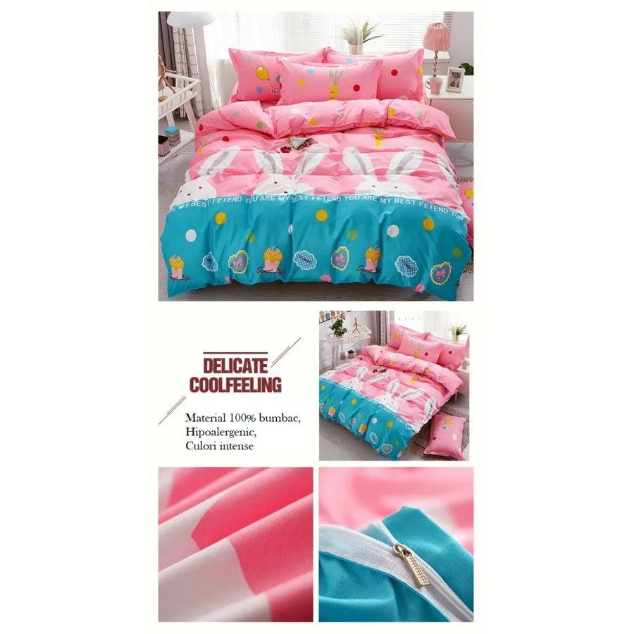Lenjerie bumbac Sweet candy,150 x 200 cm, 4 piese