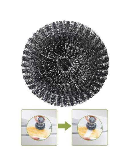 Dispozitiv  cu burete din otel inoxidabil si dispenser pentru deternet vase