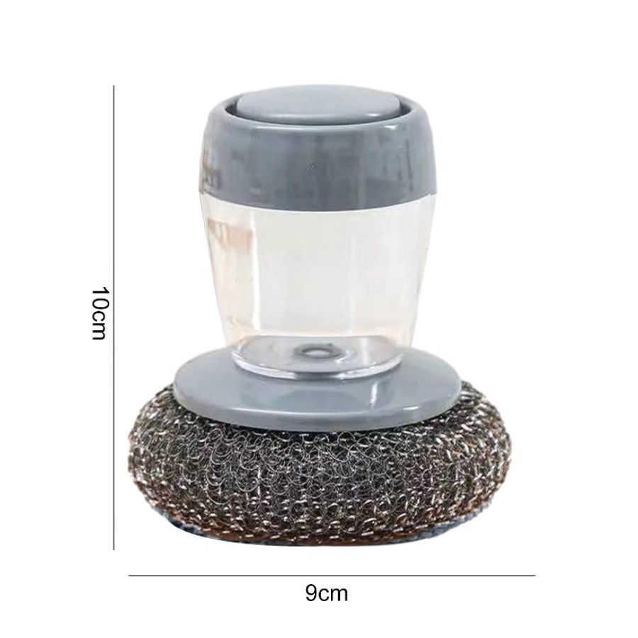 Dispozitiv  cu burete din otel inoxidabil si dispenser pentru deternet vase