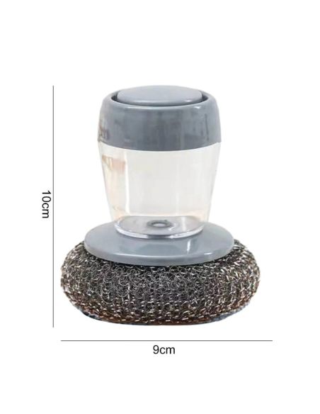Dispozitiv  cu burete din otel inoxidabil si dispenser pentru deternet vase