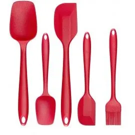 Set 5 spatule din silicon rosu