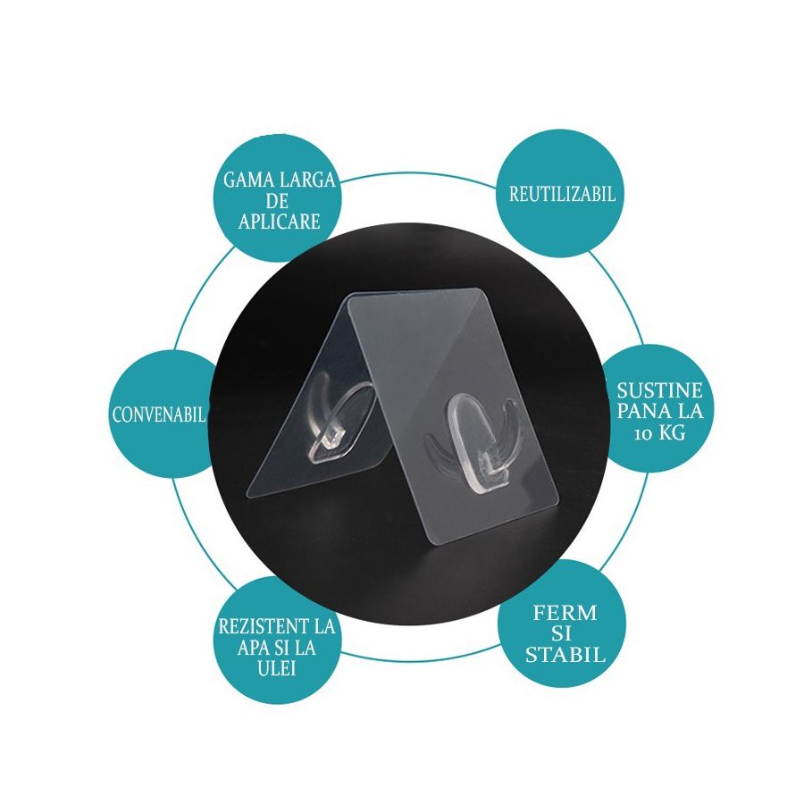 Set 2 carlige, late, reutilizabile si ultra rezistente, Elastix