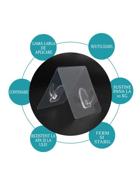 Set 2 carlige, late, reutilizabile si ultra rezistente, Elastix