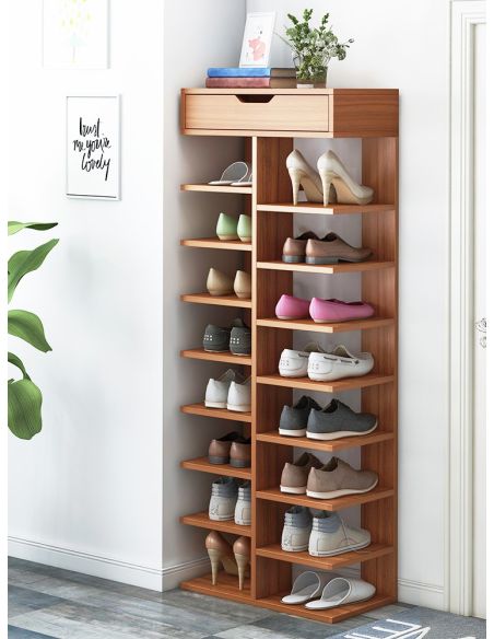 Pantofar maro din pal cu usi, organizator pantofi, raft pantofi, Elastix