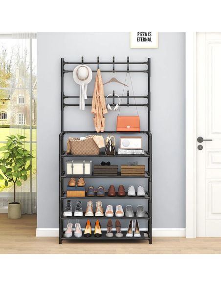 Cuier metalic cu rafturi pentru pantofi si finisaje rotunjite