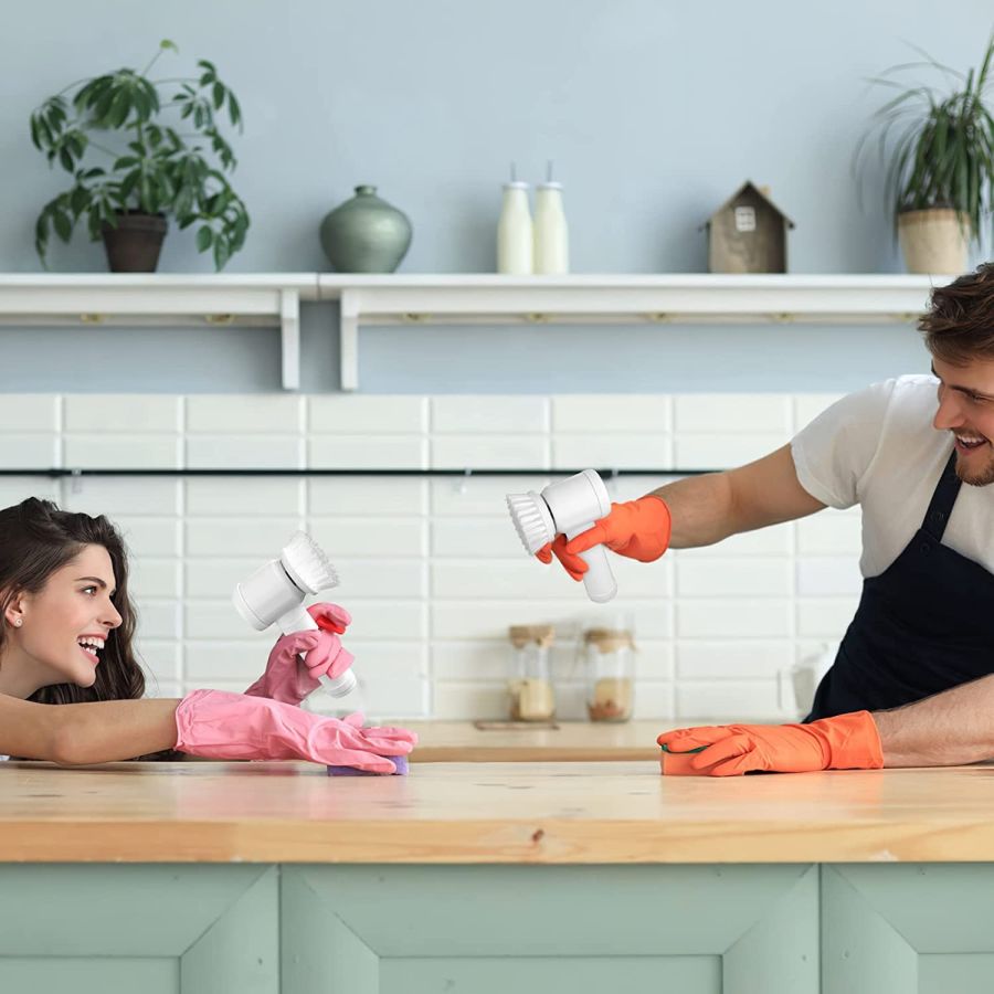 Perie electrica cu 3 capete rotative si cablu USB pentru curatare universala, Elastix