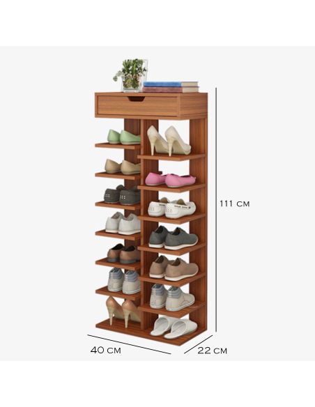 Pantofar maro din pal cu usi, organizator pantofi, raft pantofi, Elastix