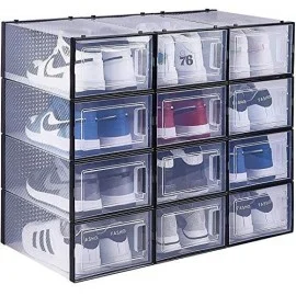 4 Cutii depozitare pantofi modulare, organizare incaltaminte, organizator pantofi, pantofar, Elastix shoebox