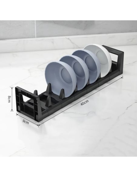 Organizator reglabil pentru bucatarie, suport castroane si farfuri, Elastix