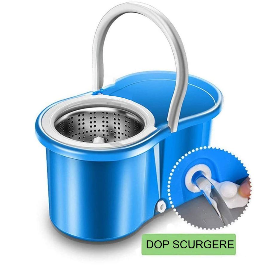 Set mop rotativ 360 gr cu talpa si cuva din inox, Elastix