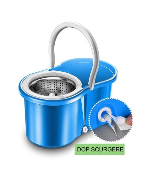 Set mop rotativ 360 gr cu talpa si cuva din inox, Elastix