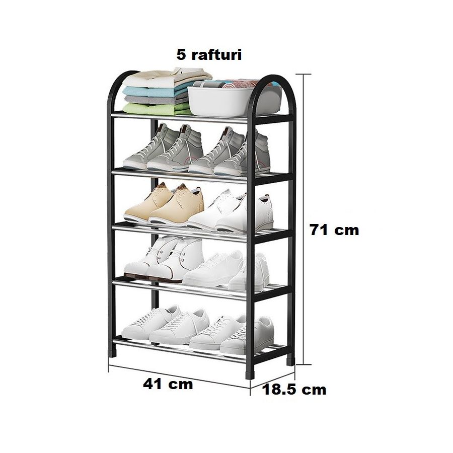 Suport pentru pantofi cu 5 rafturi, pantofar cu design modern, Elastix