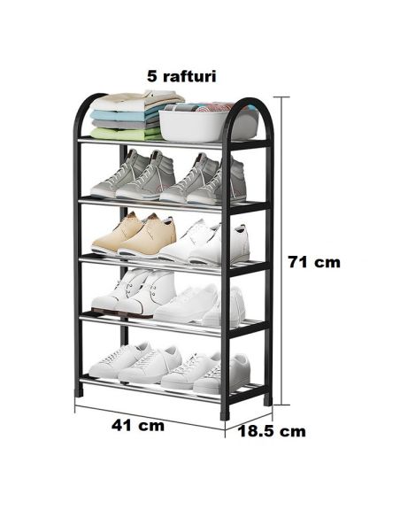 Suport pentru pantofi cu 5 rafturi, pantofar cu design modern, Elastix