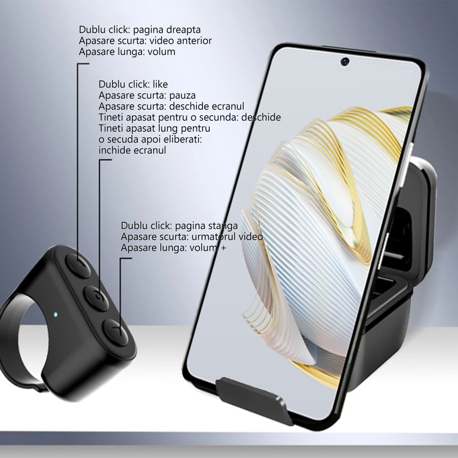 Inel digital pentru smarphone, inel control, navigare smartphone, Elastix