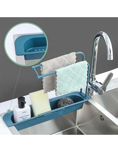 Organizator pentru chiuveta reglabil, suport burete vase, Elastix