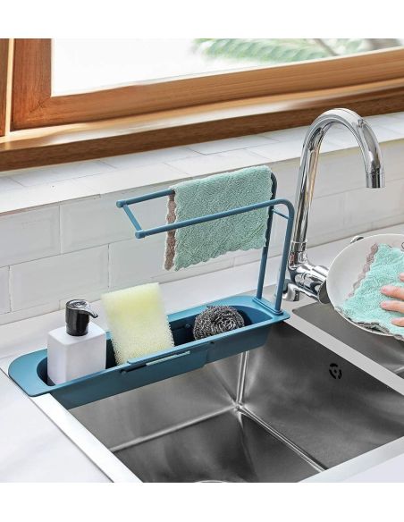 Organizator pentru chiuveta reglabil, suport burete vase, Elastix