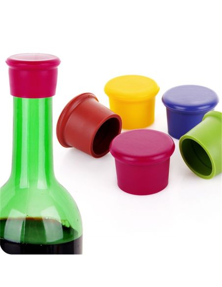 Set 5 dopuri din silicon pentru sticle, dopuri multicolore din silicon, Elastix