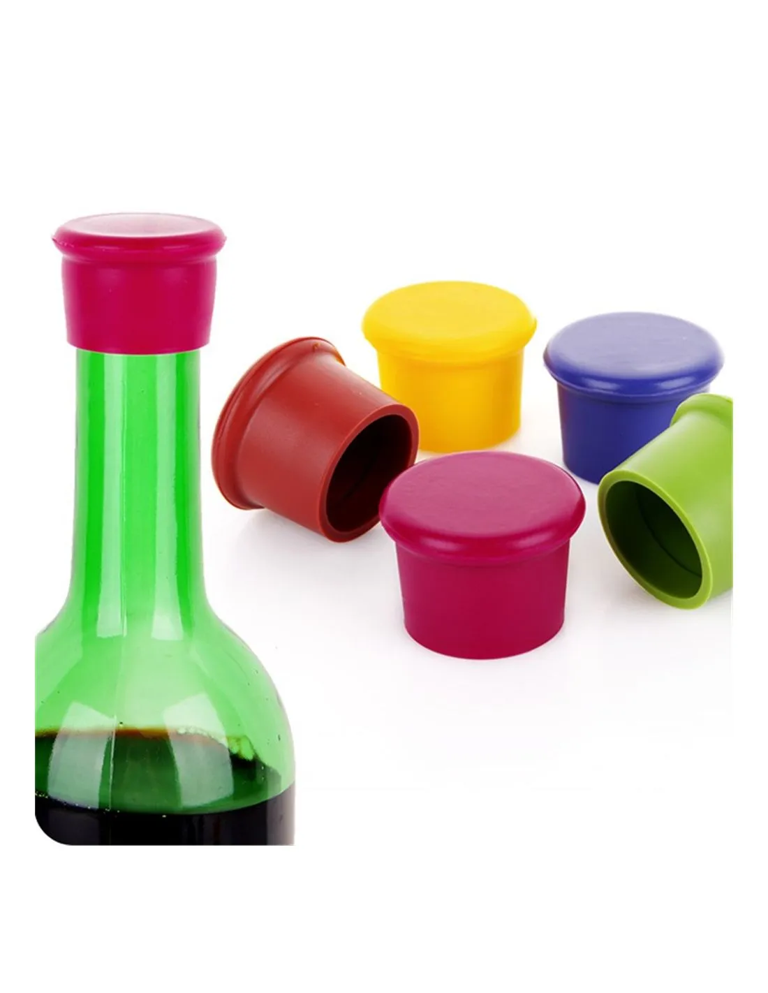 Set 5 dopuri din silicon pentru sticle, dopuri multicolore din silicon, Elastix