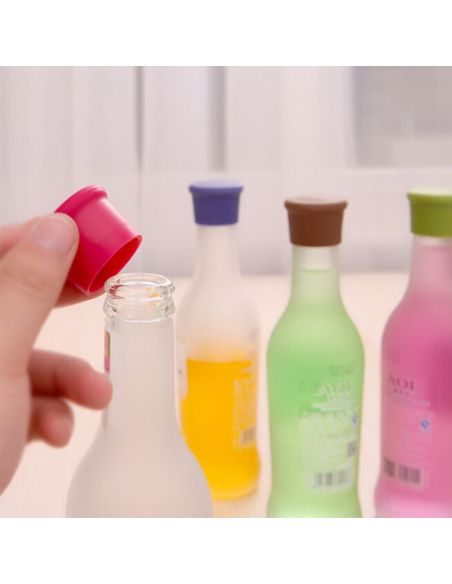 Set 5 dopuri din silicon pentru sticle, dopuri multicolore din silicon, Elastix