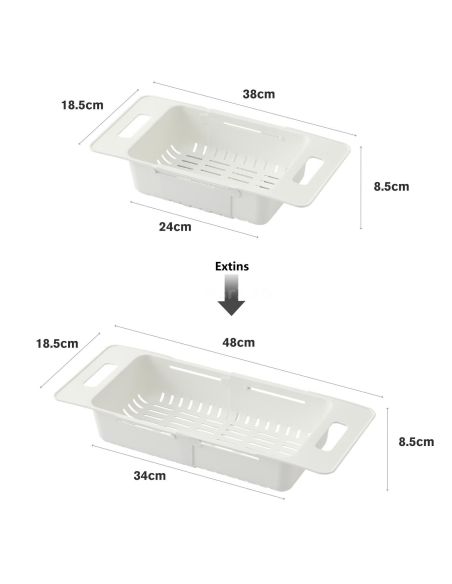 Uscator reglabil pentru chiuveta, cos chiuveta, uscator vase, scurgator vase Elastix