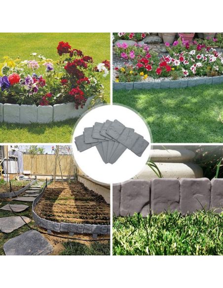 Set 10 borduri plastic imitatie piatra, bordura din plastic, Elastix