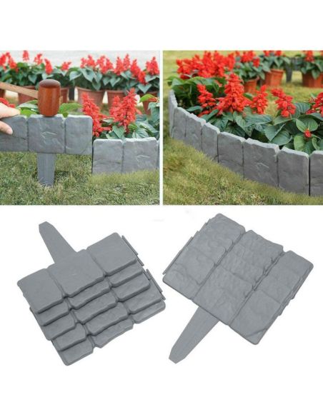 Set 10 borduri plastic imitatie piatra, bordura din plastic, Elastix