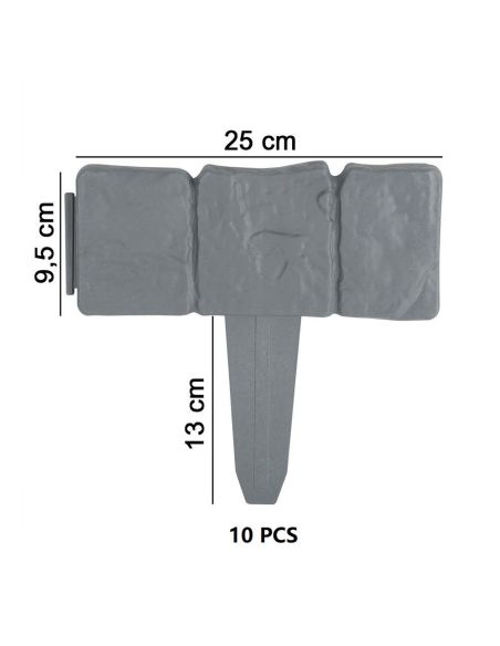 Set 10 borduri plastic imitatie piatra, bordura din plastic, Elastix