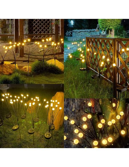 Set 2 Licurici gradina 8 becuri fiecare, leduri incarcare solara gradina, lumini gradina, Elastix