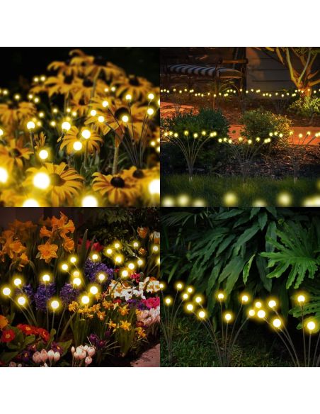 Set 2 Licurici gradina 8 becuri fiecare, leduri incarcare solara gradina, lumini gradina, Elastix