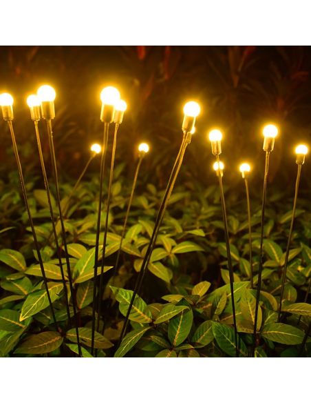 Set 2 Licurici gradina 8 becuri fiecare, leduri incarcare solara gradina, lumini gradina, Elastix