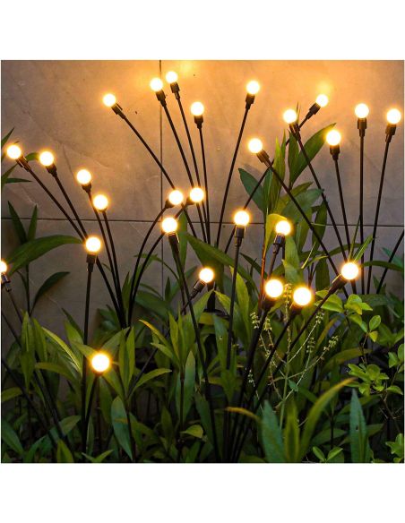 Set 2 Licurici gradina 8 becuri fiecare, leduri incarcare solara gradina, lumini gradina, Elastix