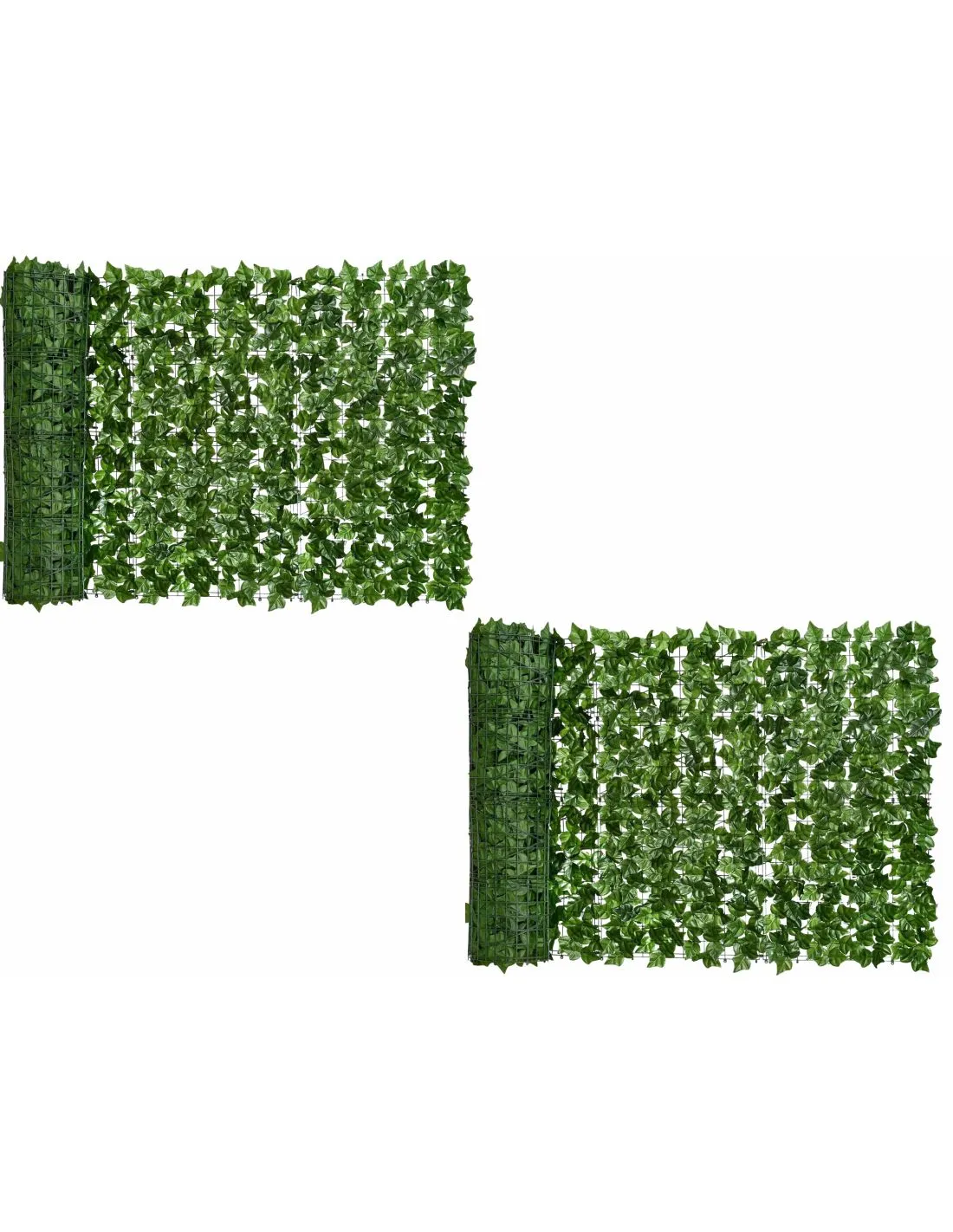 Set 2 bucati gard decorativ x 3 m lungime, gard verde cu frunze artificiale, gard artificial, Elastix