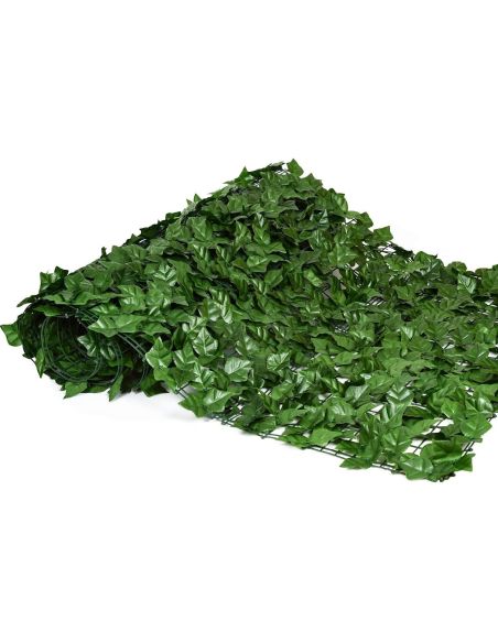 Set 10 bucati gard decorativ x 3 m lungime, gard verde cu frunze artificiale, gard artificial, Elastix