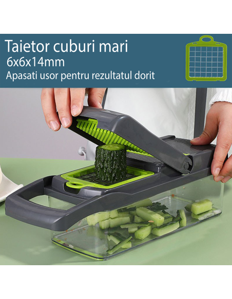 Razatoare profesionala, razatoare multifunctionala 14 in 1, feliator legume si fructe Elastix