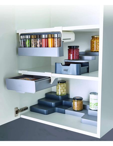 Organizator cu 6 recipiente din sticla pentru condimente, suport condimente suspendat, Elastix