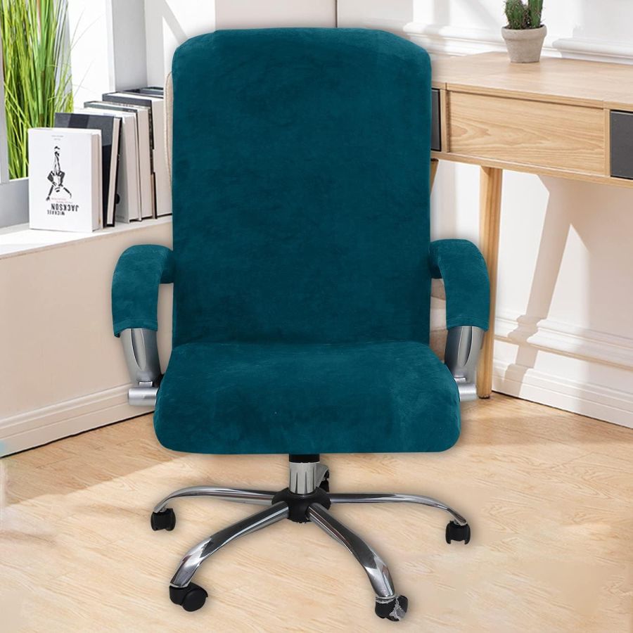Husa scaun birou catifea turcoaz XL
