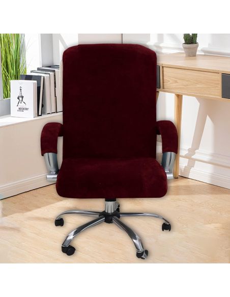Husa scaun birou catifea visiniu L