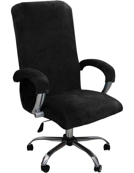 Husa scaun birou catifea negru L