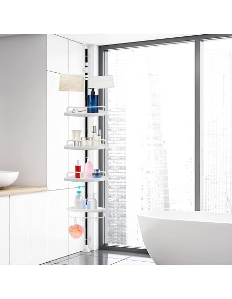Organizator telescopic pentru colt baie, organizare cabina dus