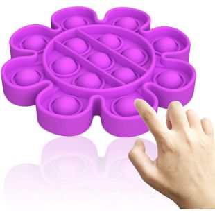 Jucarie Pop It, figurina floare mov, Elastix