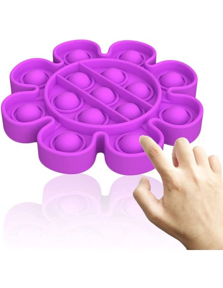 Jucarie Pop It, figurina floare mov, Elastix