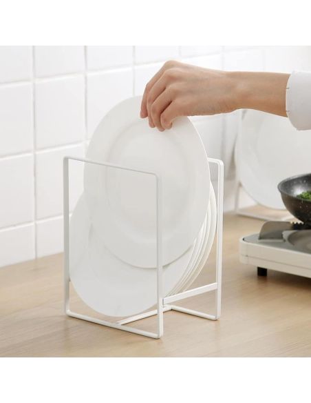 Organizator alb pentru vase marimea L, organizator farfurii Elastix