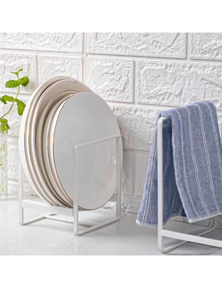 Organizator alb pentru vase marimea S, organizator farfurii Elastix