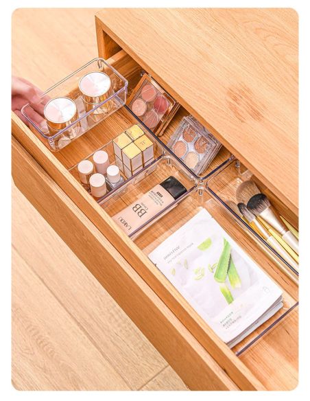 Set 8 cutii cutii pentru organizare sertare si depozitare, organizare locuinta, Elastix