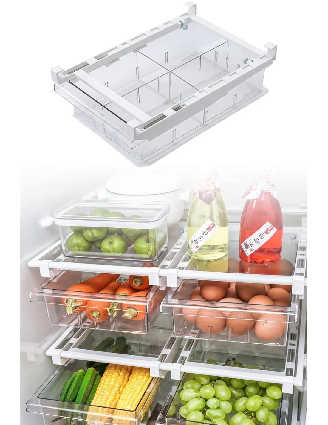 Sertar pentru frigider premium, cutie organizatoare frigider, Elastix