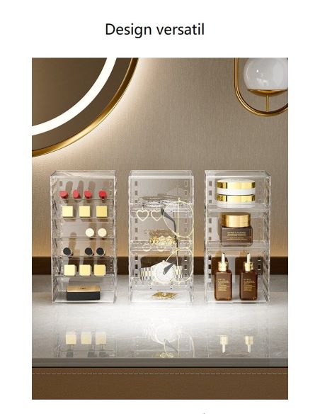 Raft diamond pentru cosmetice, organizator cu 3 etaje, organizare cosmetice, Elastix