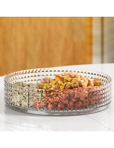 Tava diamond cu capac, bol decorativ, tava rotunda Elastix